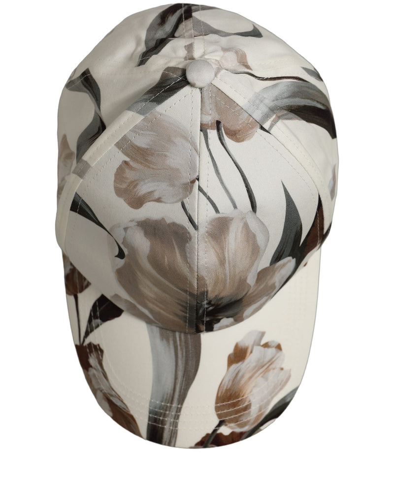 Casquette de baseball en coton beige à fleurs Dolce & Gabbana pour homme