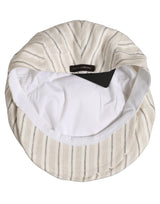 Casquette plate Dolce & Gabbana en lin rayé blanc cassé pour homme