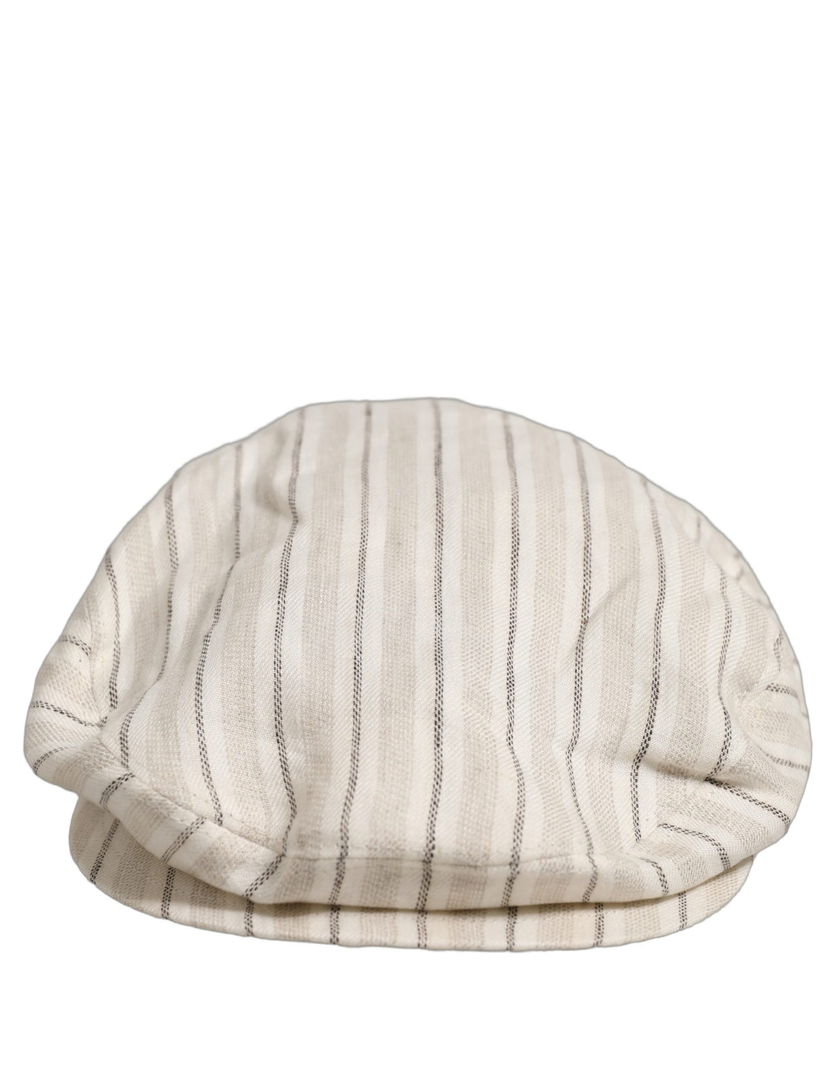 Casquette plate Dolce & Gabbana en lin rayé blanc cassé pour homme