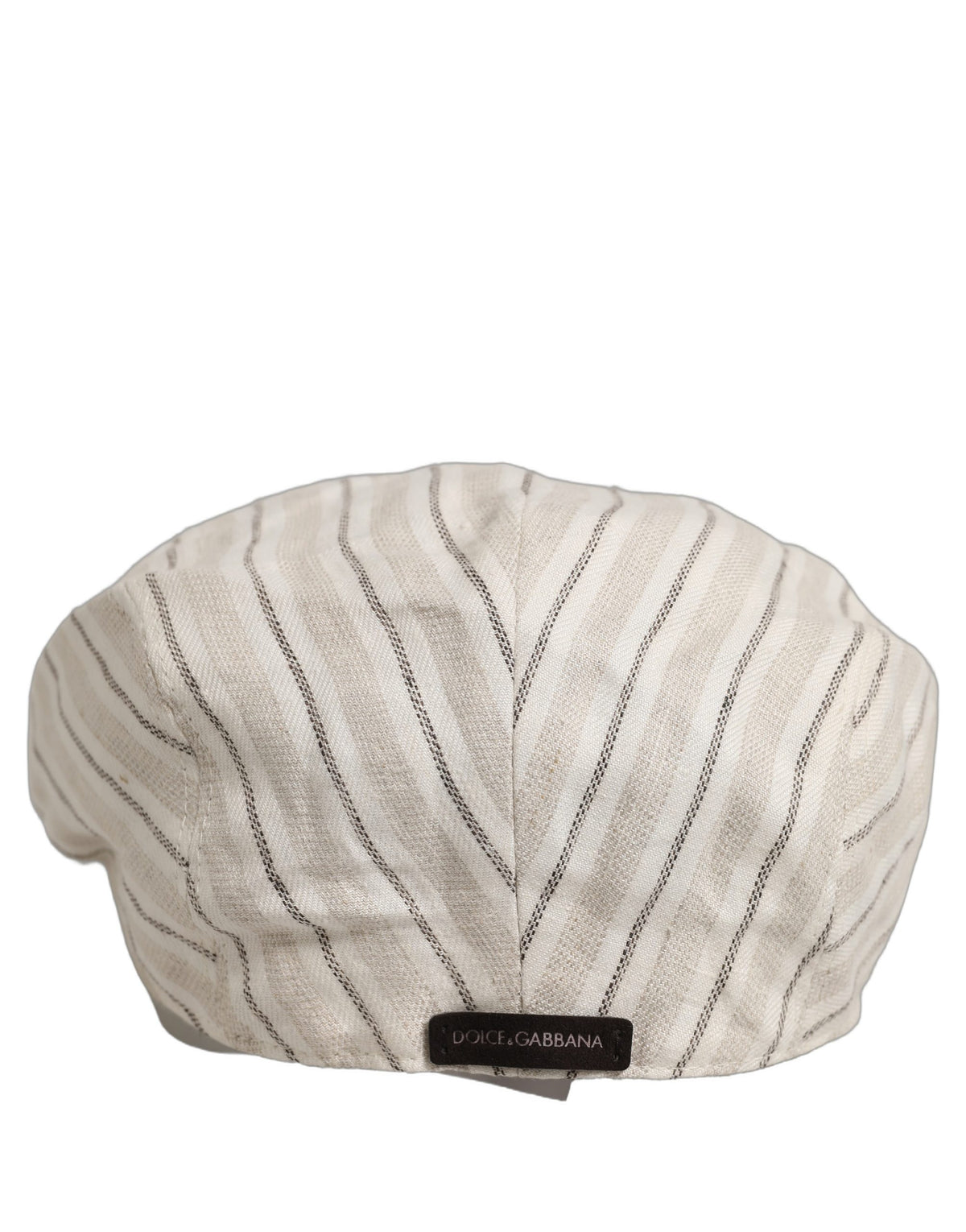 Casquette plate Dolce & Gabbana en lin rayé blanc cassé pour homme