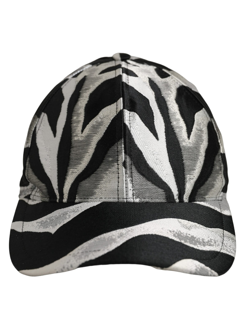 Dolce & Gabbana Men Black Silver Zebra Pattern Baseball Cap Hat