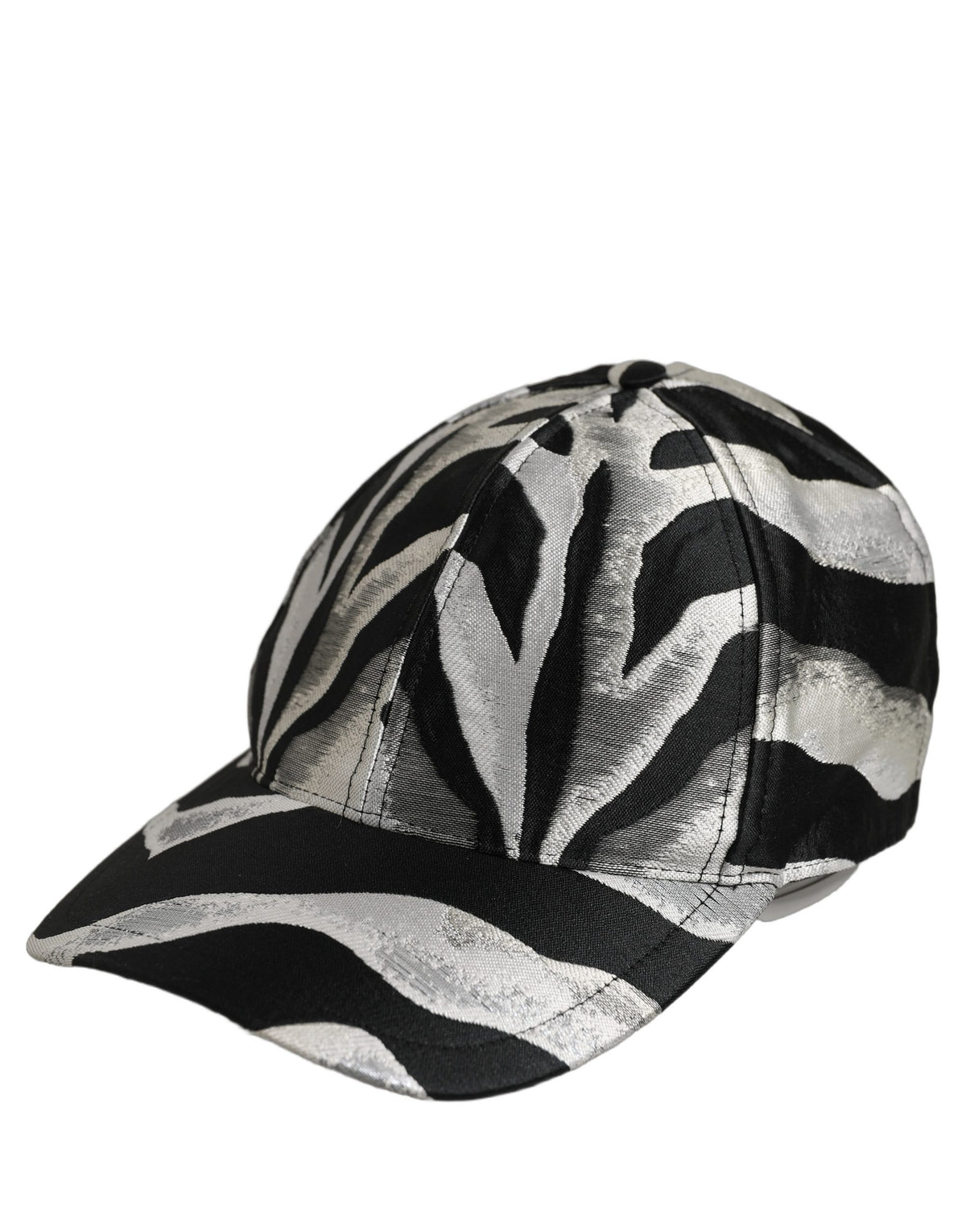 Casquette de baseball Dolce & Gabbana pour homme noire à motif zèbre argenté