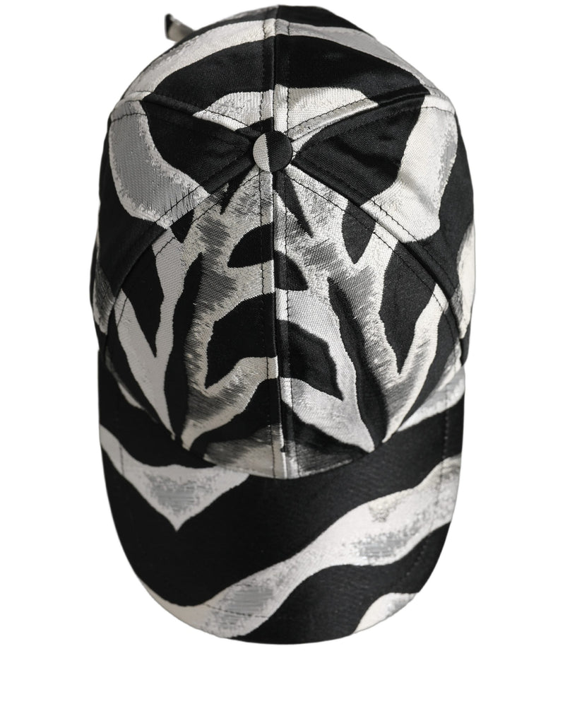 Dolce & Gabbana Men Black Silver Zebra Pattern Baseball Cap Hat