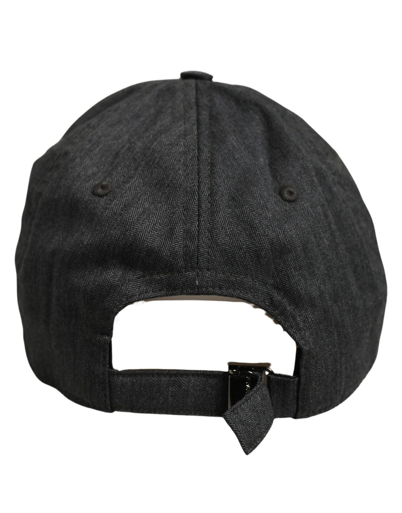 Dolce & Gabbana Men Dark Gray Herringbone Baseball Cap Hat