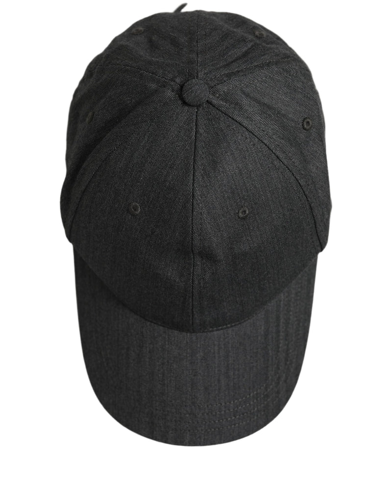 Dolce & Gabbana Men Dark Gray Herringbone Baseball Cap Hat