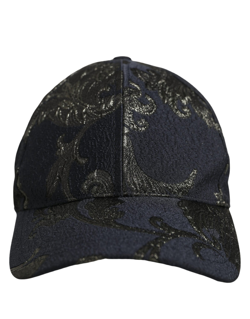 Dolce & Gabbana Men Black Floral Barocco Cotton Baseball Cap Hat