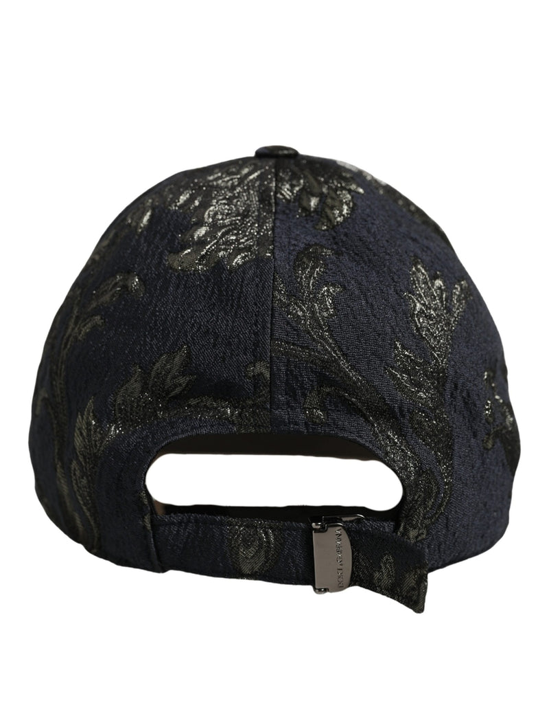 Dolce & Gabbana Men Black Floral Barocco Cotton Baseball Cap Hat