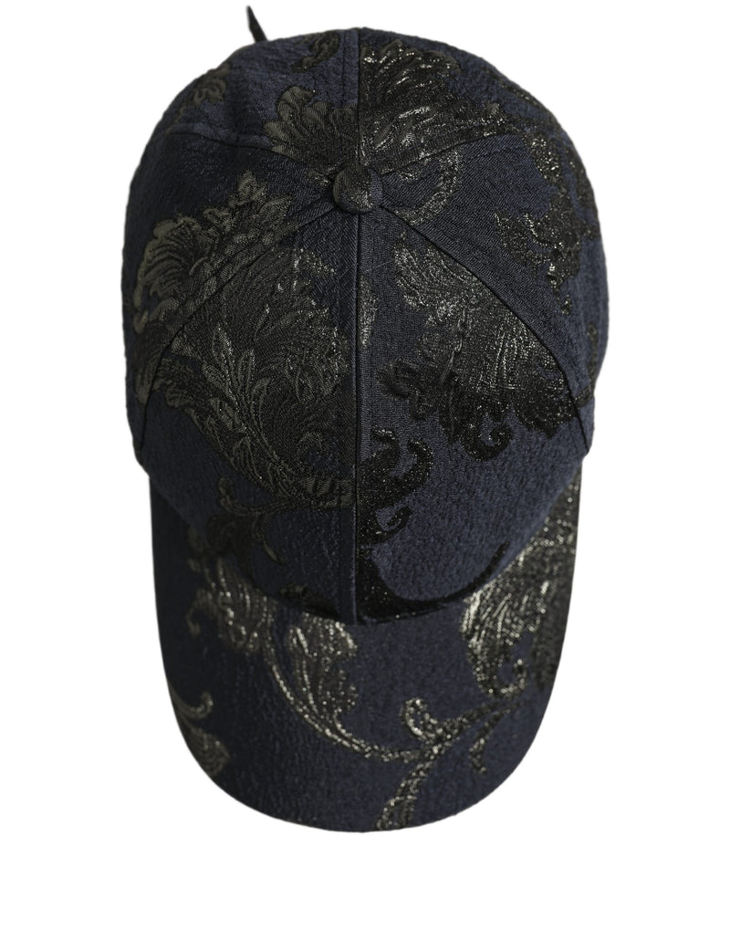 Dolce & Gabbana Men Black Floral Barocco Cotton Baseball Cap Hat