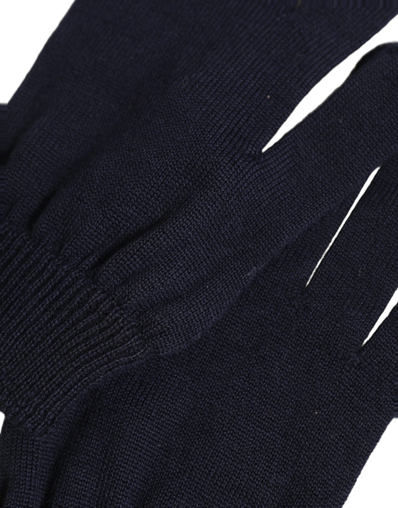 Dolce & Gabbana Homme Gants d'Hiver en Cachemire Tricoté Bleu Foncé