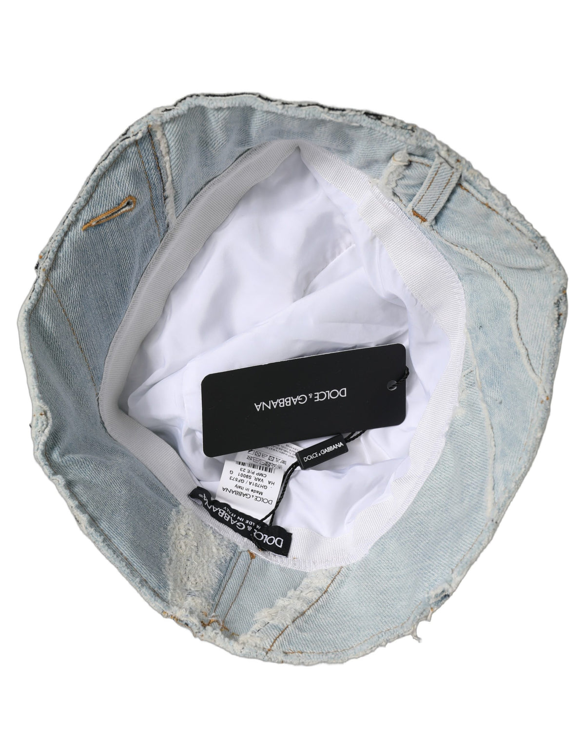 Casquette Bob Dolce & Gabbana Homme en Coton Denim Bleu Patchwork