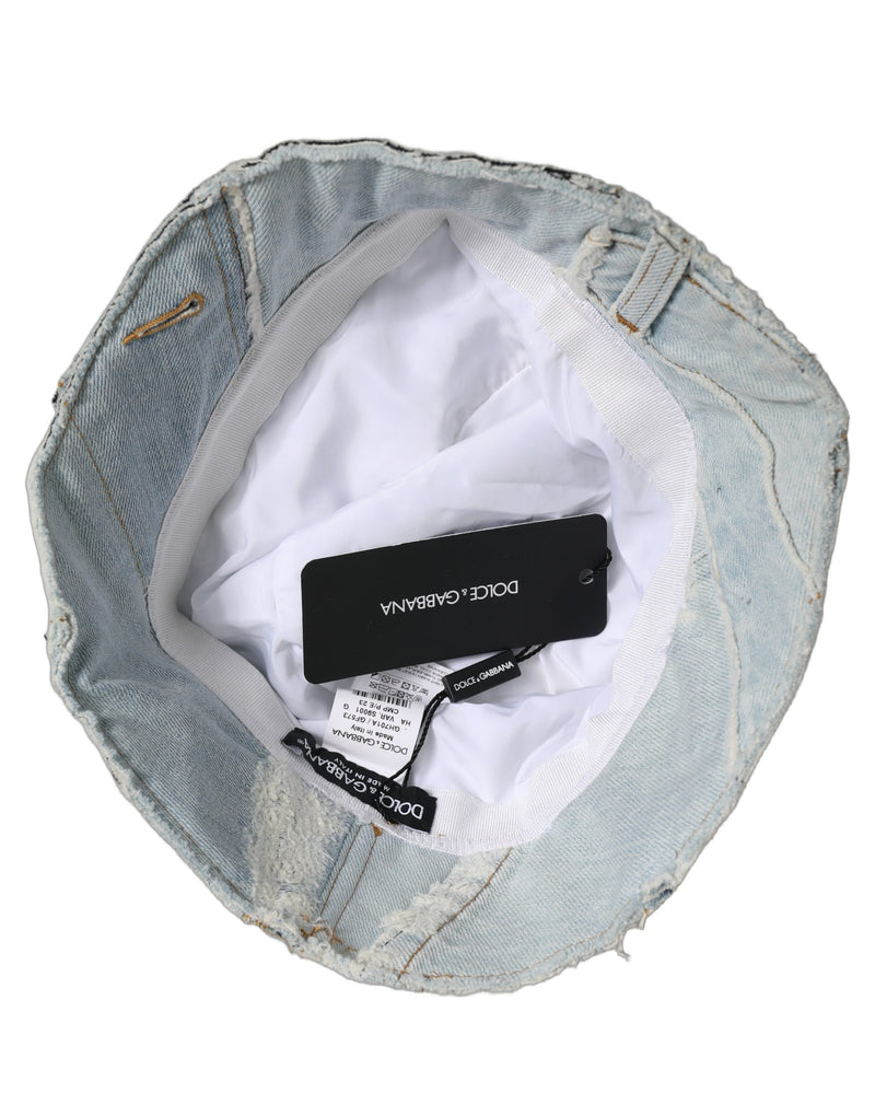 Casquette Bob Dolce & Gabbana Homme en Coton Denim Bleu Patchwork