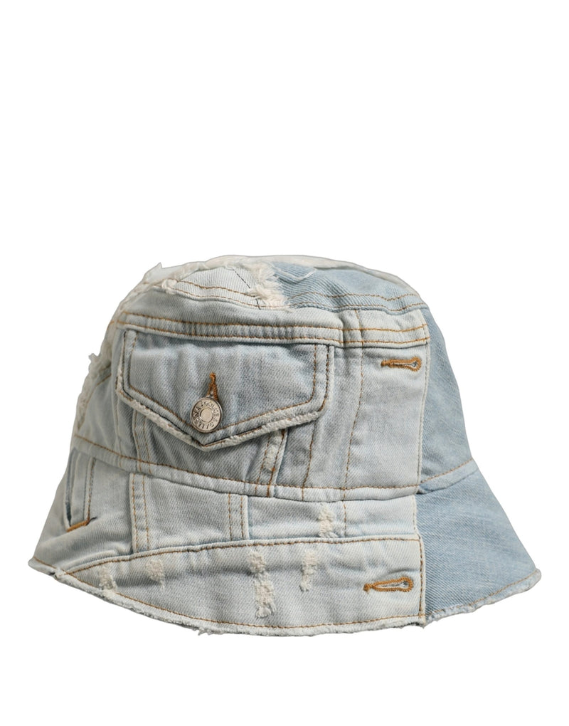 Casquette Bob Dolce & Gabbana Homme en Coton Denim Bleu Patchwork