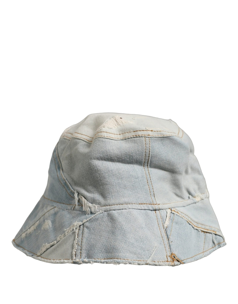 Casquette Bob Dolce & Gabbana Homme en Coton Denim Bleu Patchwork