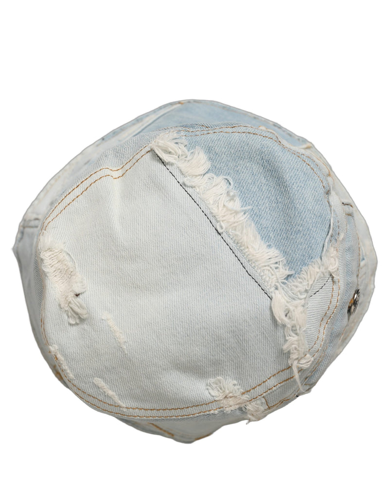 Casquette Bob Dolce & Gabbana Homme en Coton Denim Bleu Patchwork