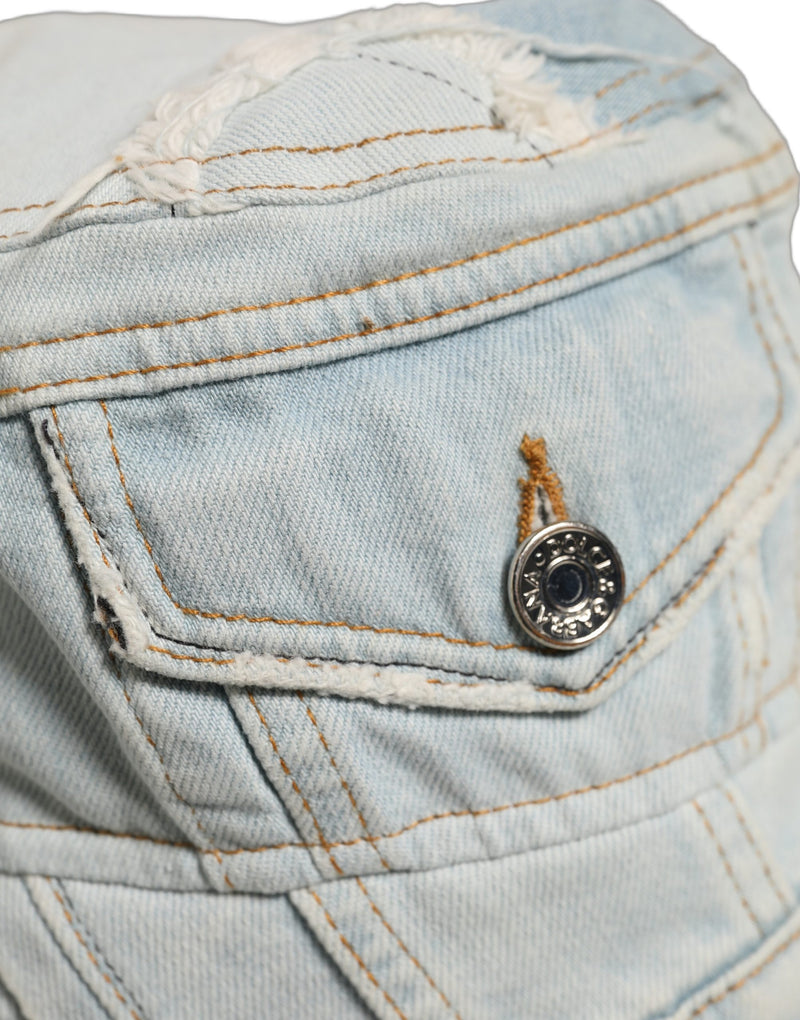 Casquette Bob Dolce & Gabbana Homme en Coton Denim Bleu Patchwork