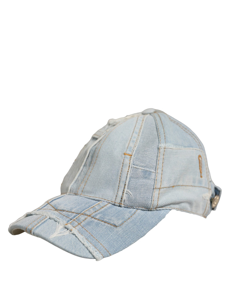 Casquette de baseball en jean de coton patchwork bleu Dolce & Gabbana pour homme