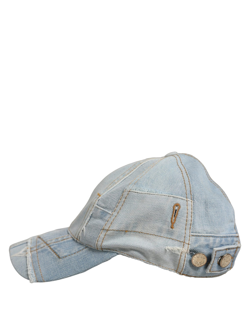 Casquette de baseball en jean de coton patchwork bleu Dolce & Gabbana pour homme