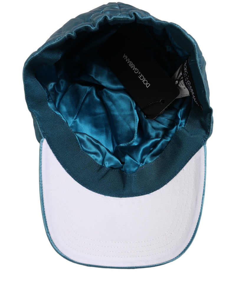 Casquette de baseball matelassée en polyester sarcelle Dolce & Gabbana pour homme