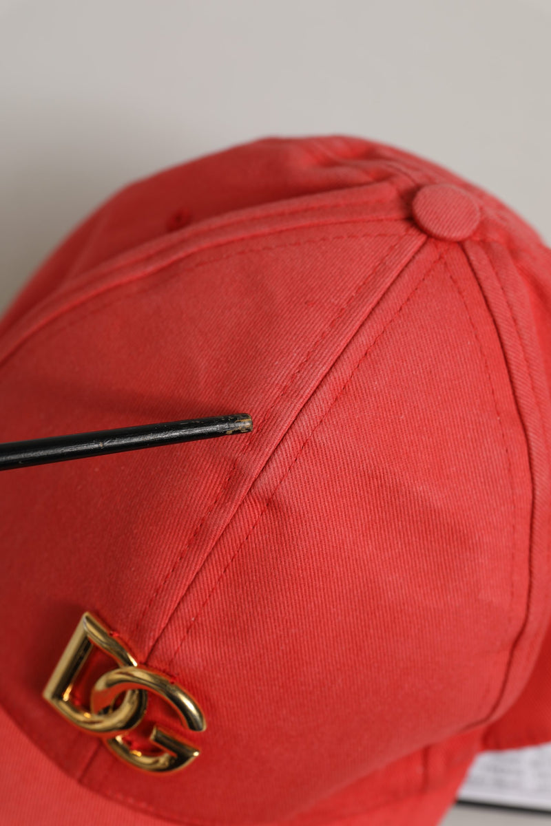 Casquette de baseball rouge en coton avec plaque logo DG Dolce & Gabbana pour homme