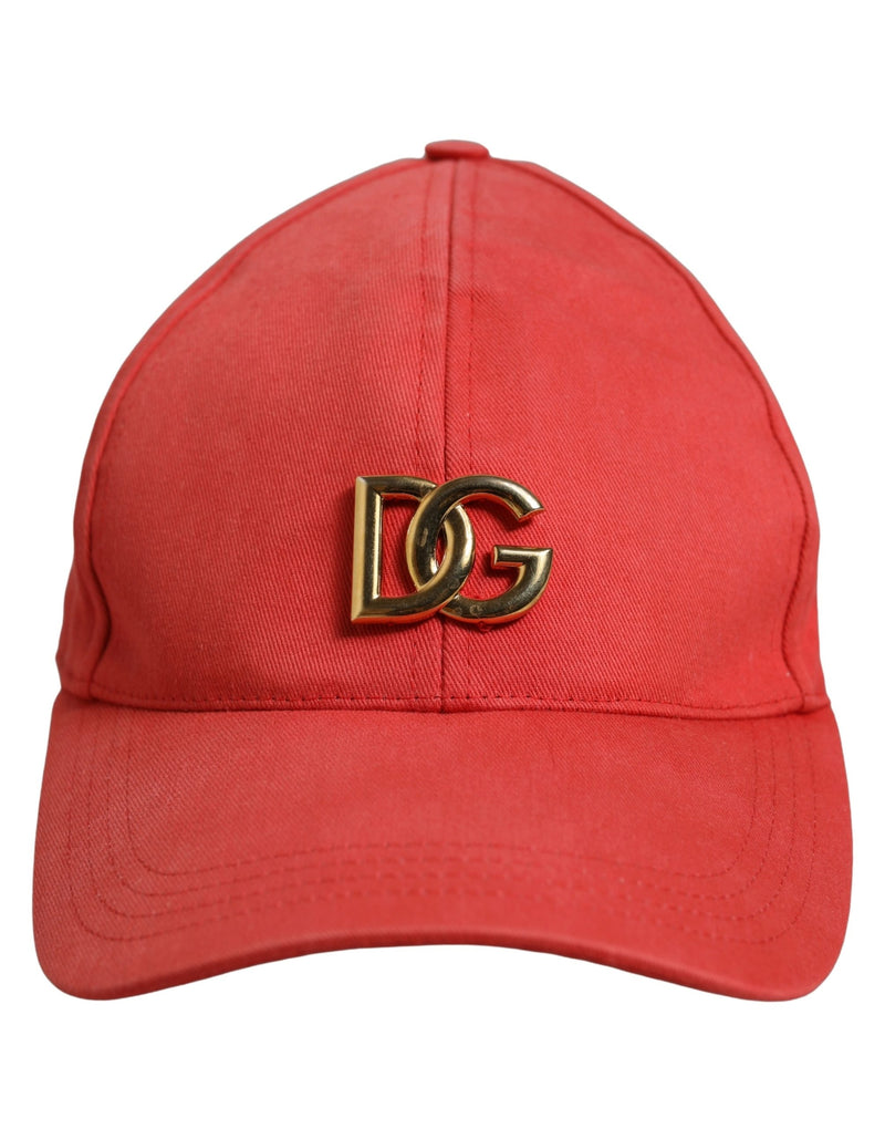 Casquette de baseball rouge en coton avec plaque logo DG Dolce & Gabbana pour homme