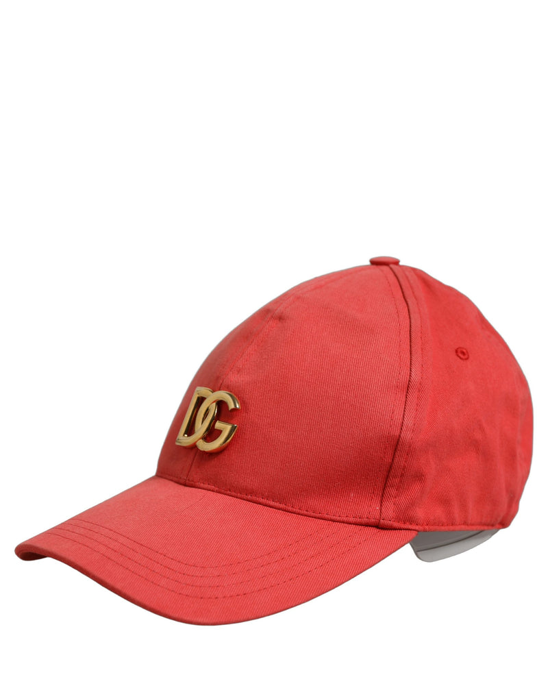 Casquette de baseball rouge en coton avec plaque logo DG Dolce & Gabbana pour homme