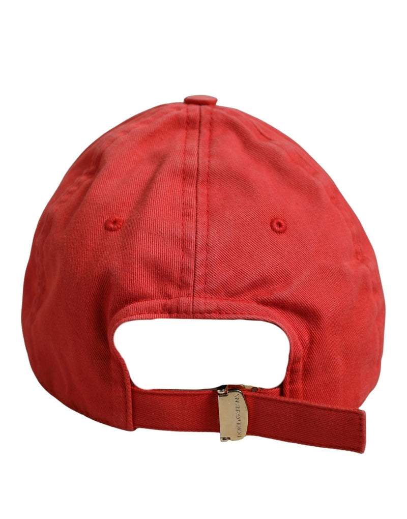 Casquette de baseball rouge en coton avec plaque logo DG Dolce & Gabbana pour homme