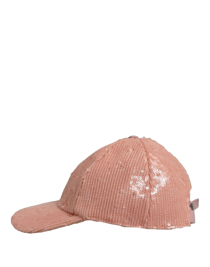 Casquette de baseball à 6 panneaux Dolce & Gabbana pour homme en coton rose et sequins
