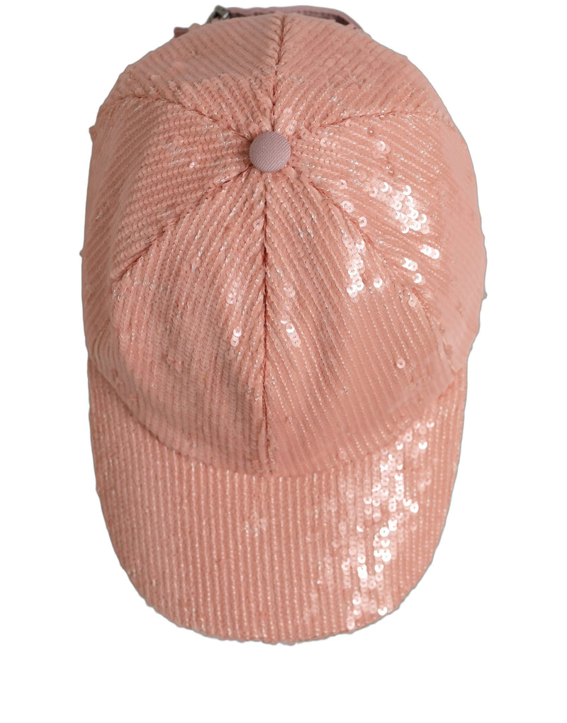 Casquette de baseball à 6 panneaux Dolce & Gabbana pour homme en coton rose et sequins