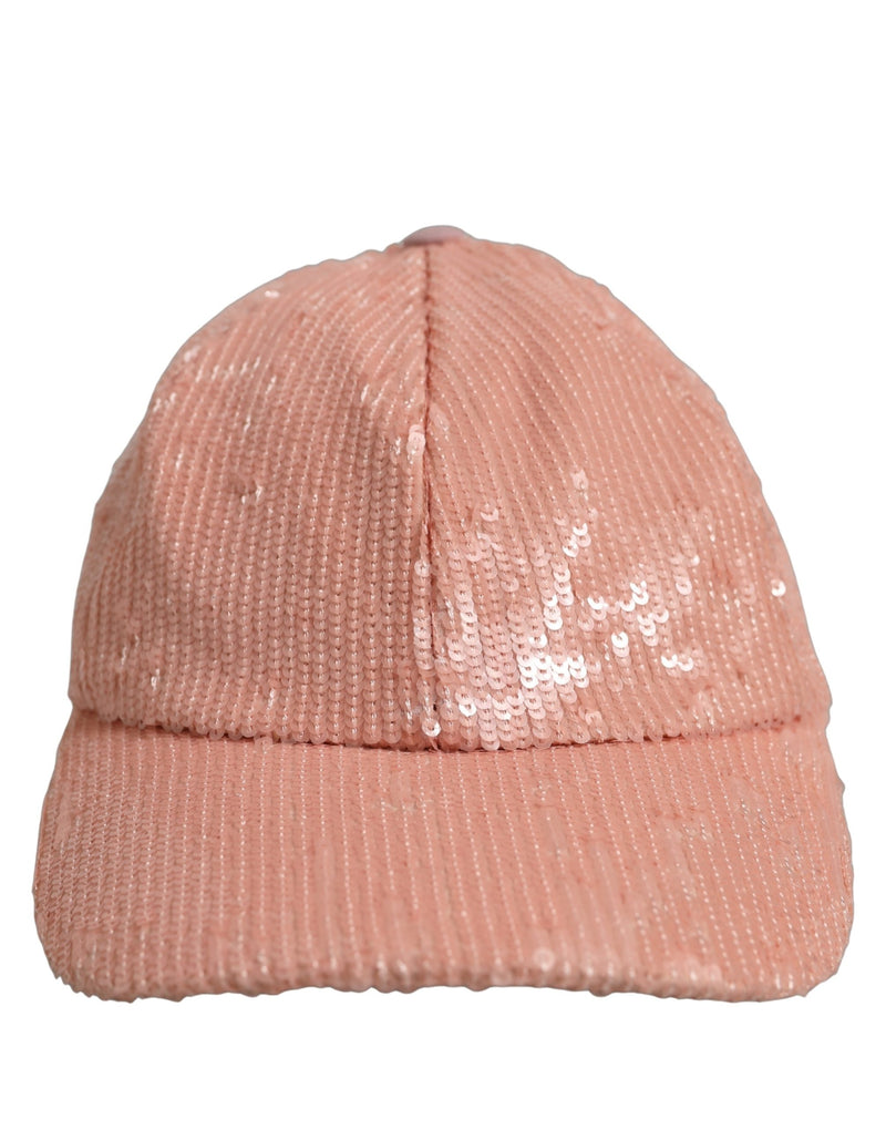 Casquette de baseball à 6 panneaux Dolce & Gabbana pour homme en coton rose et sequins