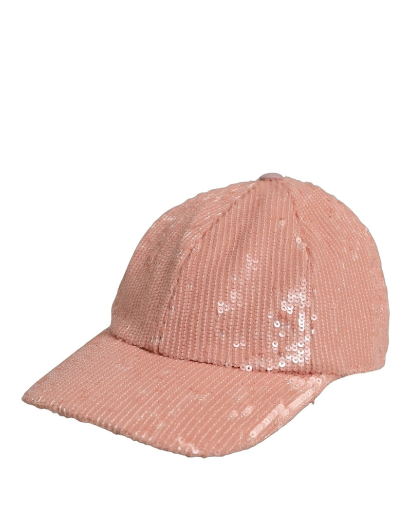 Casquette de baseball à 6 panneaux Dolce & Gabbana pour homme en coton rose et sequins