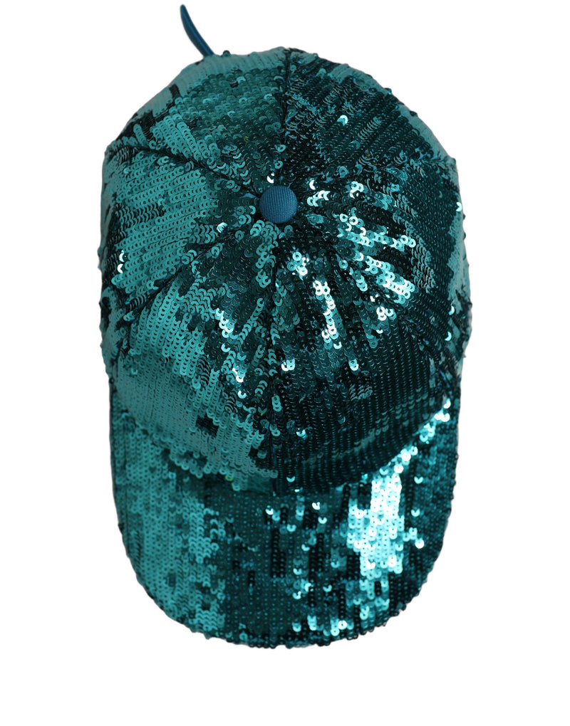 Casquette de baseball Dolce & Gabbana pour homme en coton vert à sequins, 6 panneaux