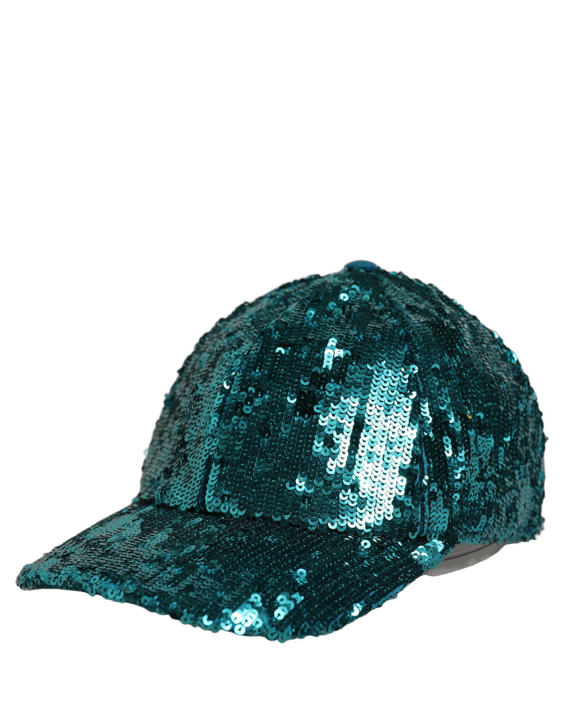 Casquette de baseball Dolce & Gabbana pour homme en coton vert à sequins, 6 panneaux