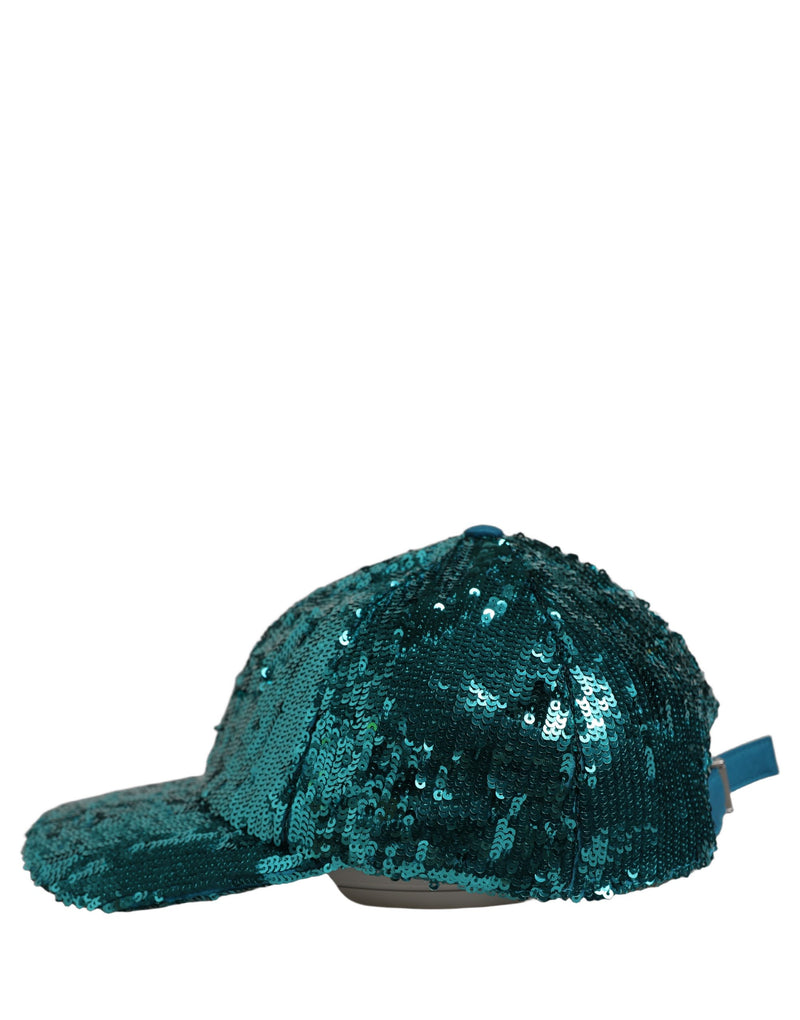 Casquette de baseball Dolce & Gabbana pour homme en coton vert à sequins, 6 panneaux
