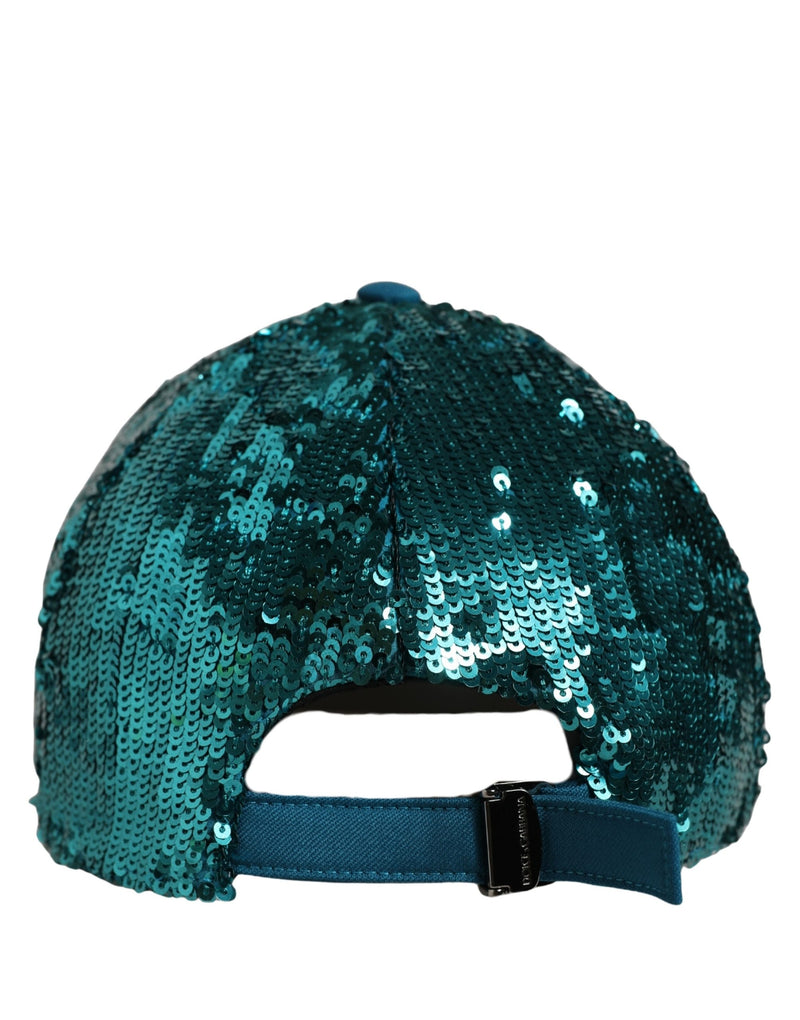 Casquette de baseball Dolce & Gabbana pour homme en coton vert à sequins, 6 panneaux