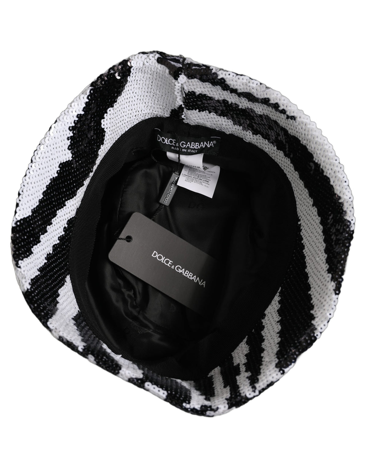 Casquette Bob Dolce & Gabbana Homme Noir Blanc Zèbre Paillettes