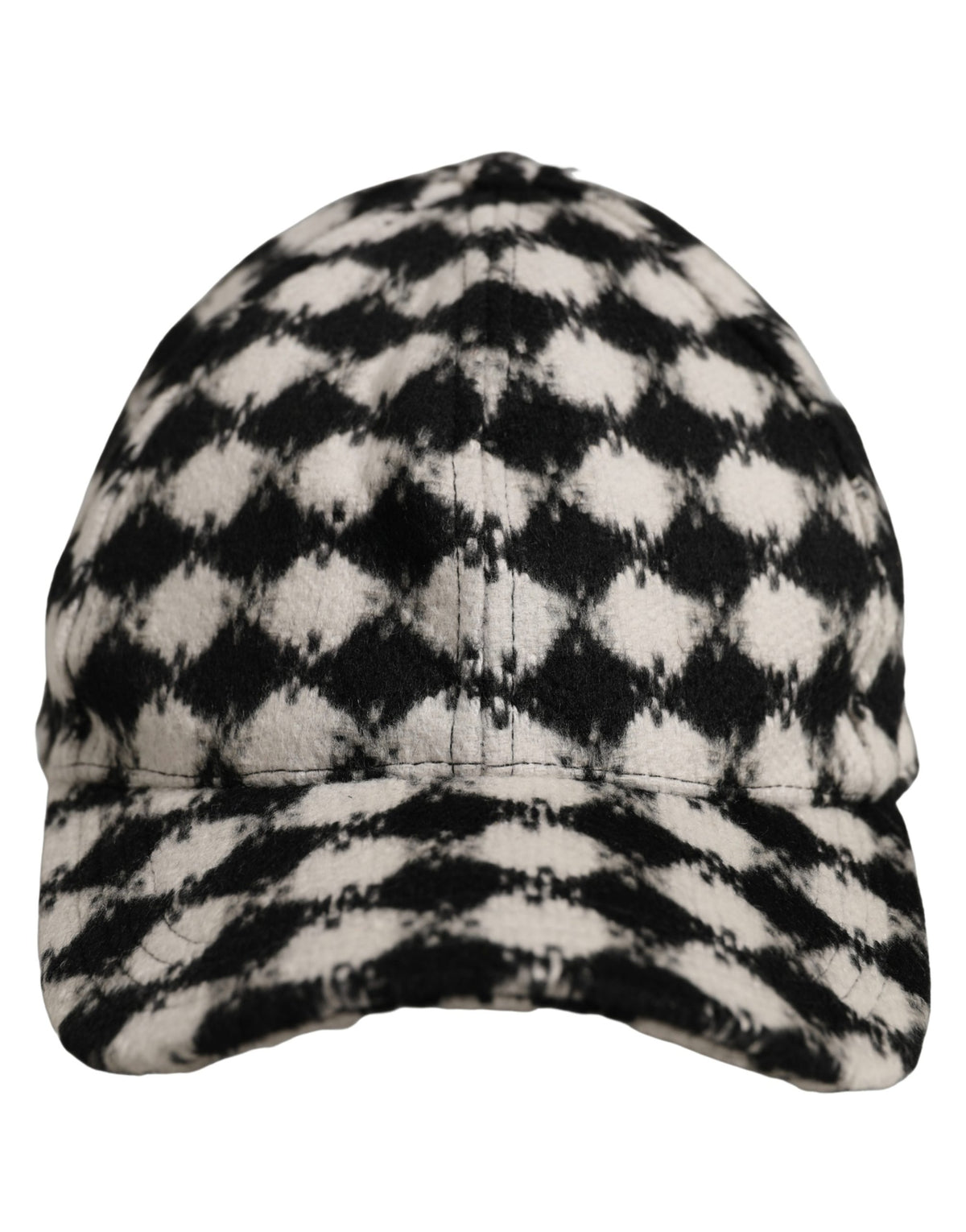 Casquette de baseball en laine Dolce & Gabbana pour homme noire et blanche à motif diamant