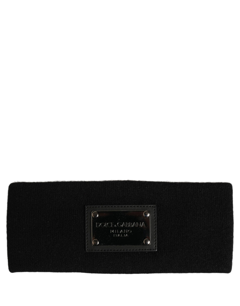 Bandeau Dolce & Gabbana pour homme en cachemire noir avec plaque logo, taille unique