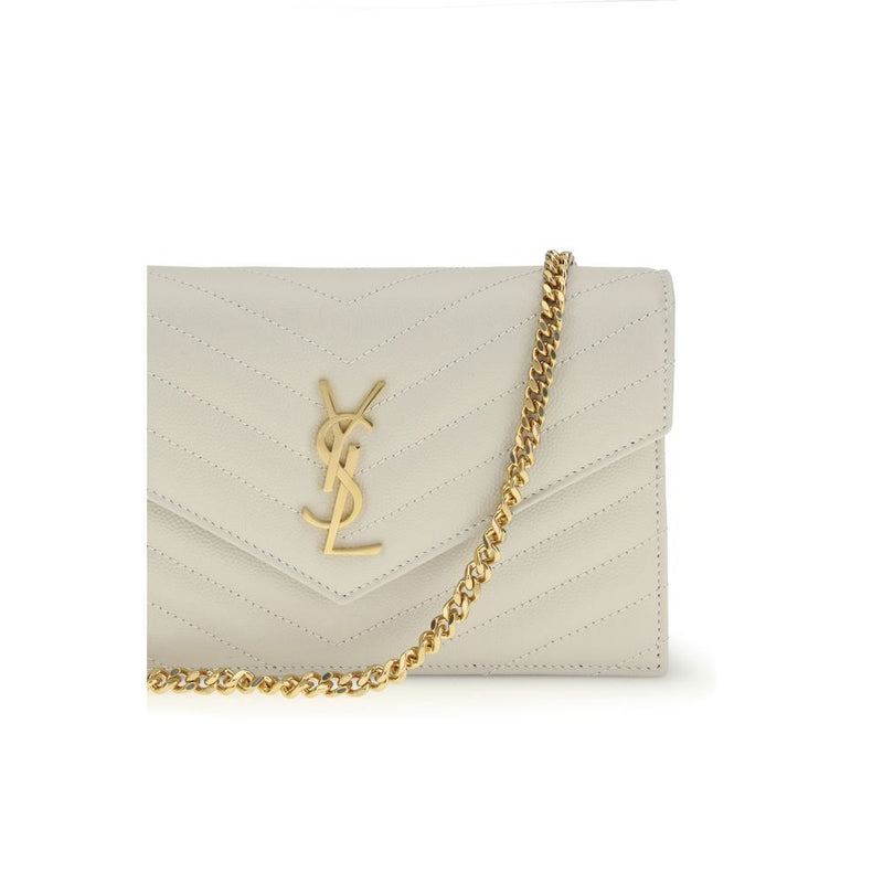 Portefeuille Bos Taurus en cuir de veau beige Saint Laurent