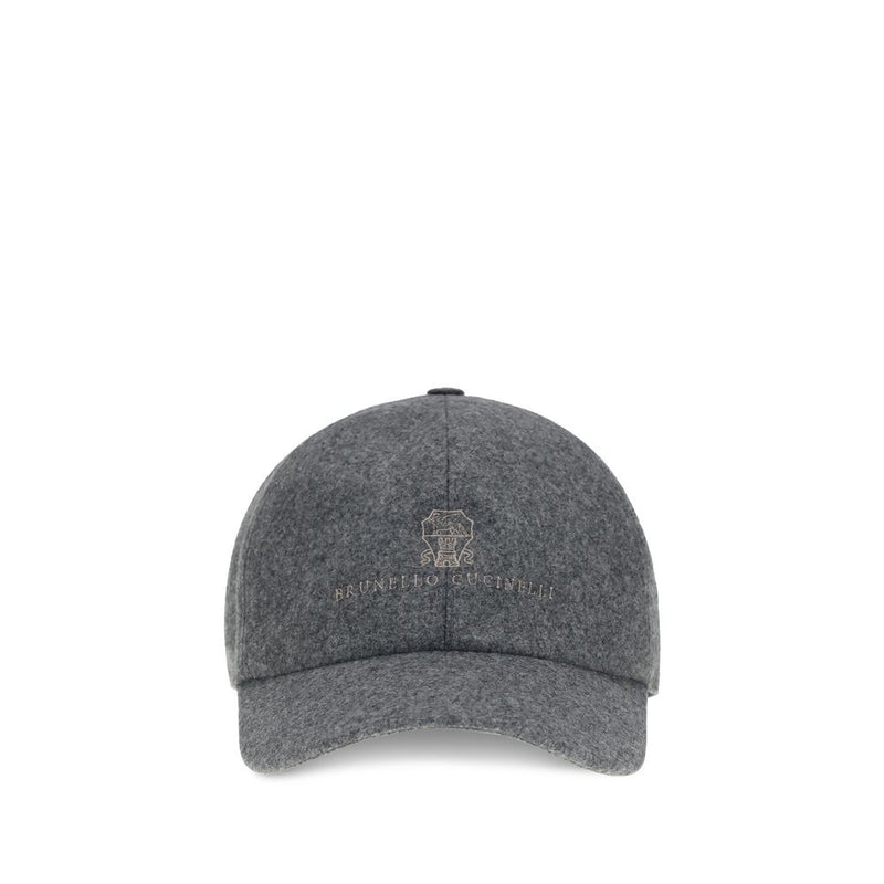 Brunello Cucinelli Casquette Oves Aries en Laine Grise
