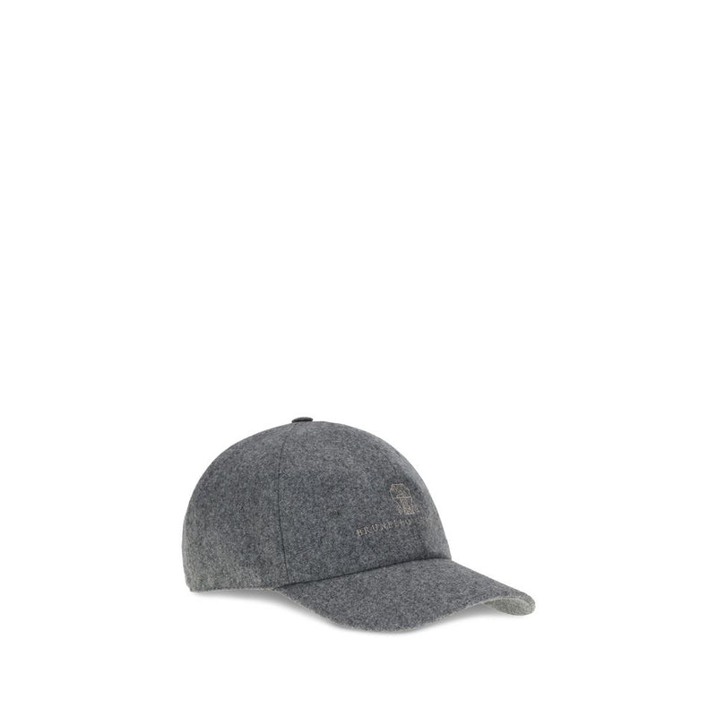 Brunello Cucinelli Casquette Oves Aries en Laine Grise