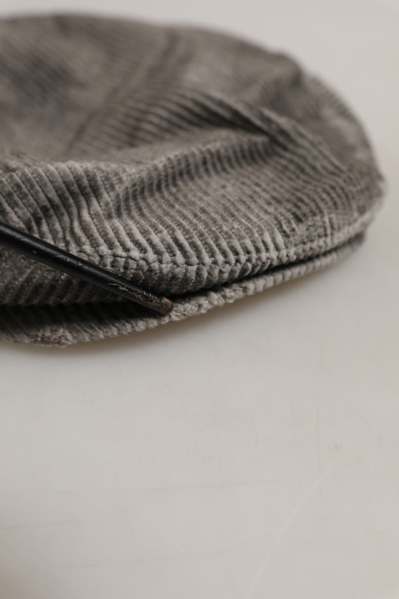 Casquette Gavroche Dolce & Gabbana Homme en Coton et Velours Côtelé Gris