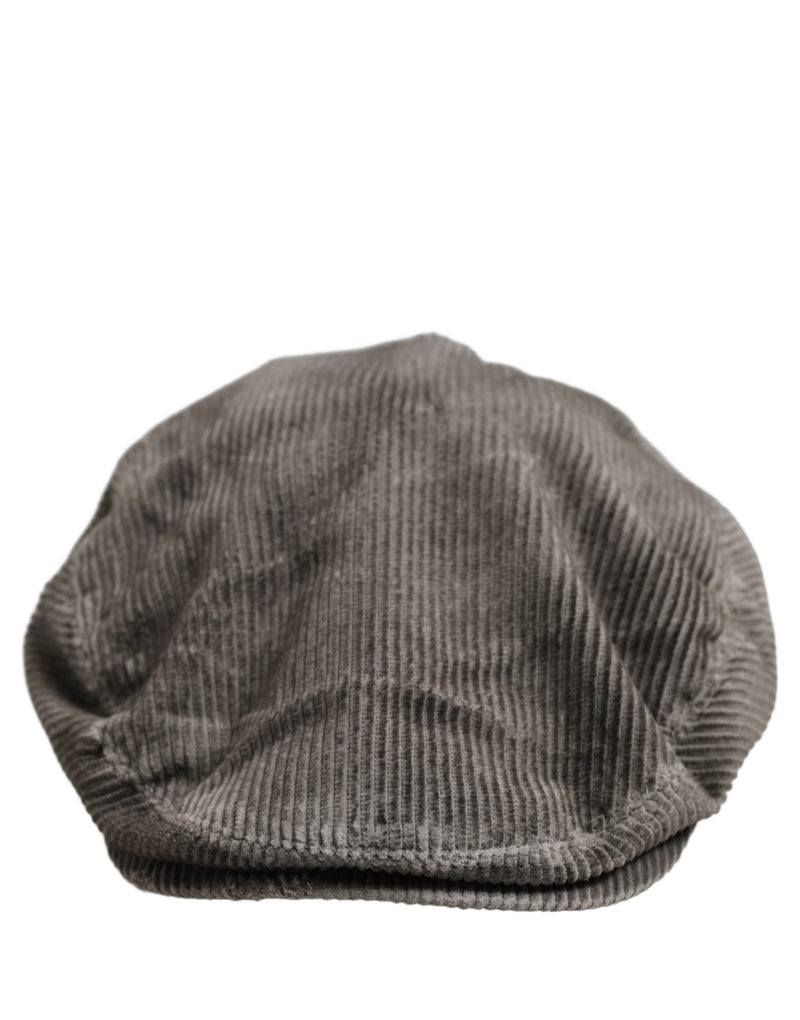 Casquette Gavroche Dolce & Gabbana Homme en Coton et Velours Côtelé Gris