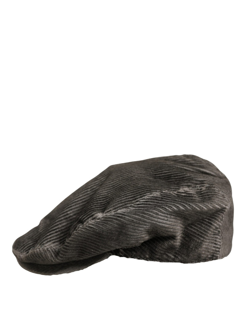 Casquette Gavroche Dolce & Gabbana Homme en Coton et Velours Côtelé Gris