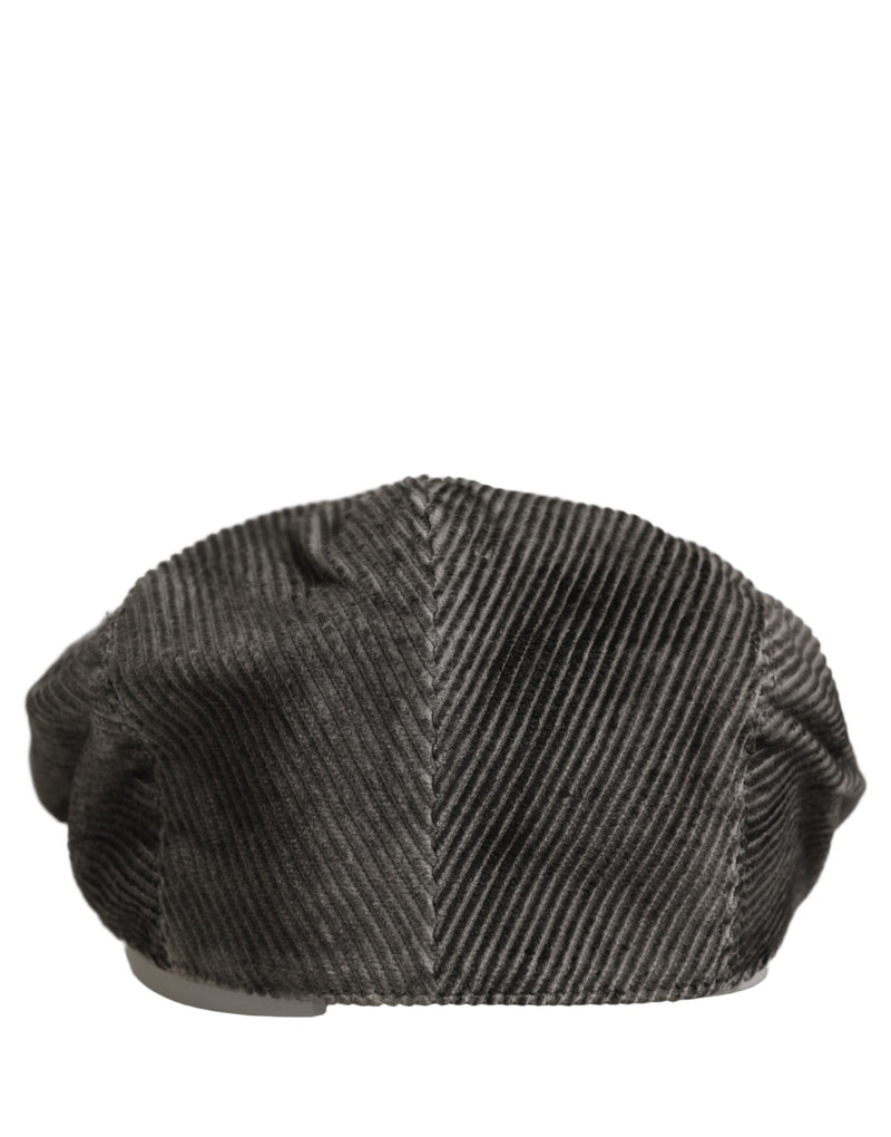 Casquette Gavroche Dolce & Gabbana Homme en Coton et Velours Côtelé Gris