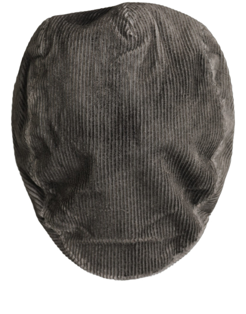 Casquette Gavroche Dolce & Gabbana Homme en Coton et Velours Côtelé Gris