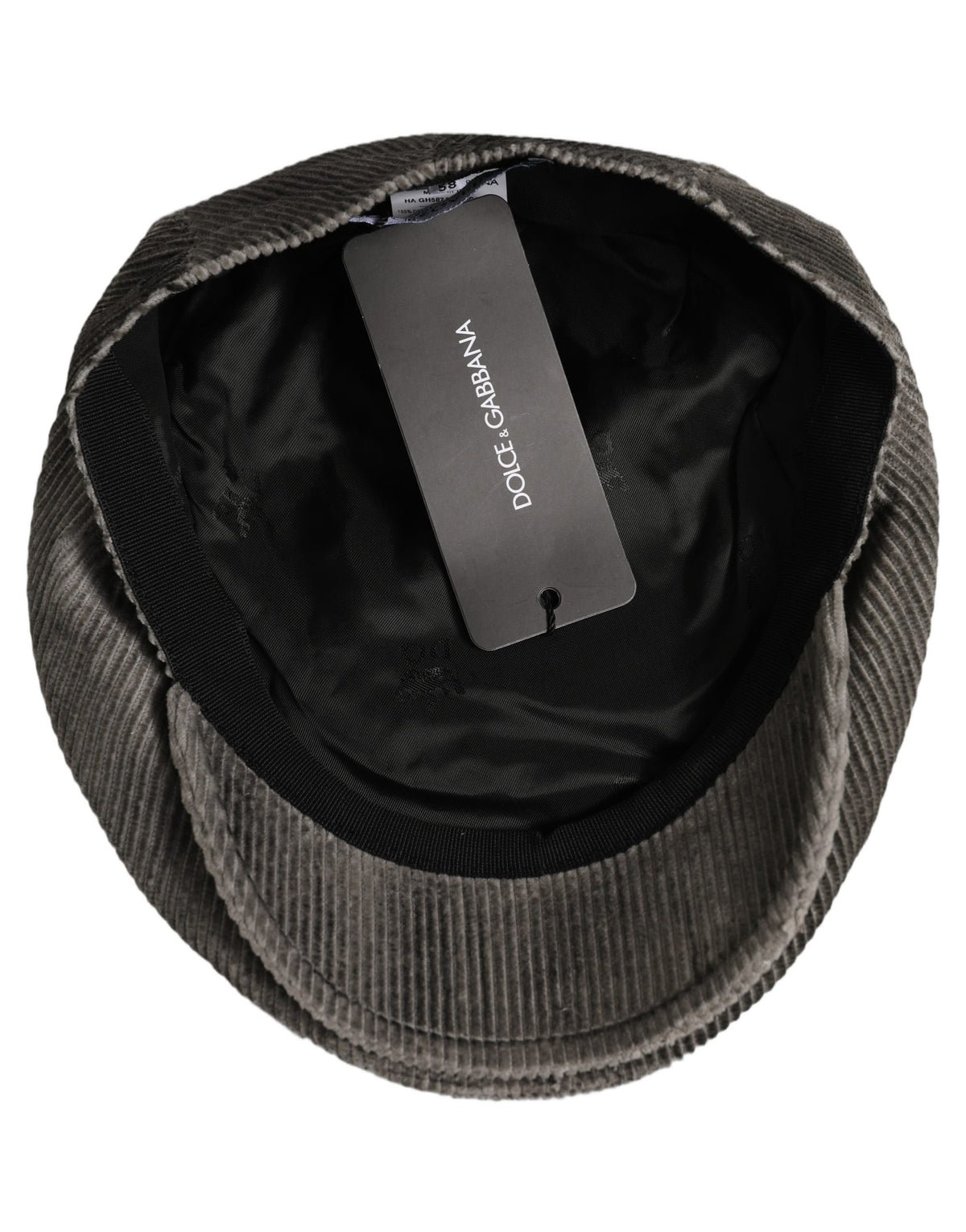 Casquette Gavroche Dolce & Gabbana Homme en Coton et Velours Côtelé Gris