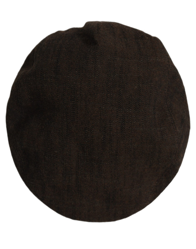 Dolce & Gabbana Men Brown Cotton Flat Cloth Newsboy Cap Hat