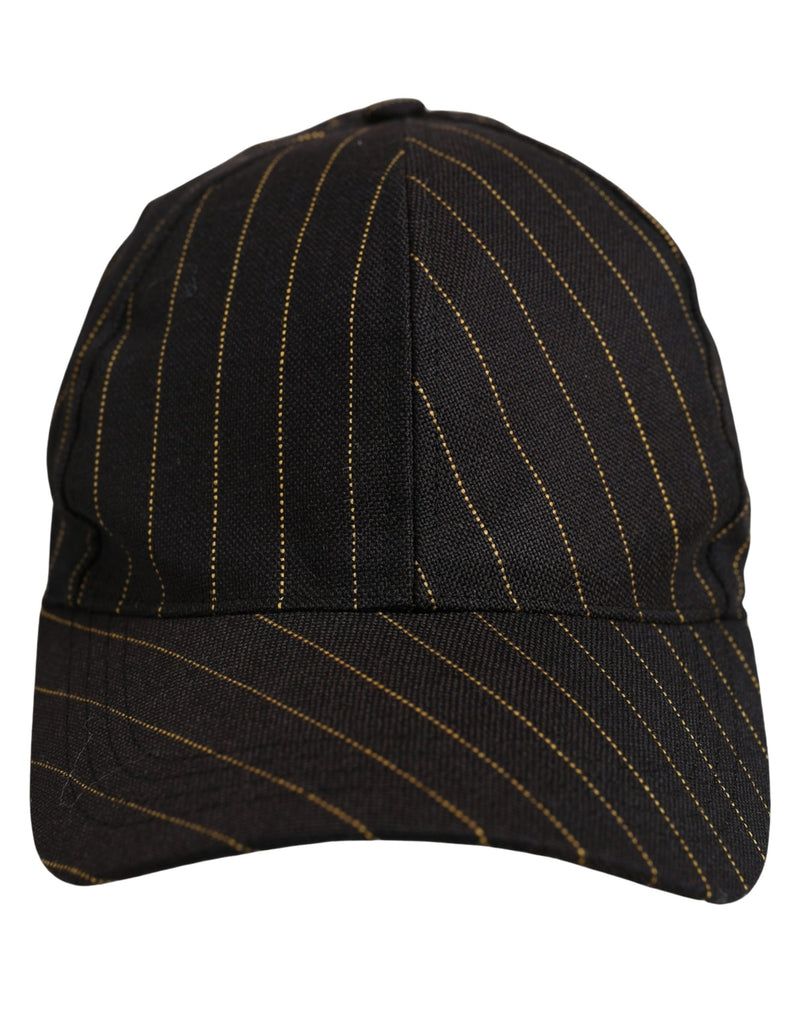 Dolce & Gabbana Black Gold Pinstriped Cotton Baseball Cap Hat
