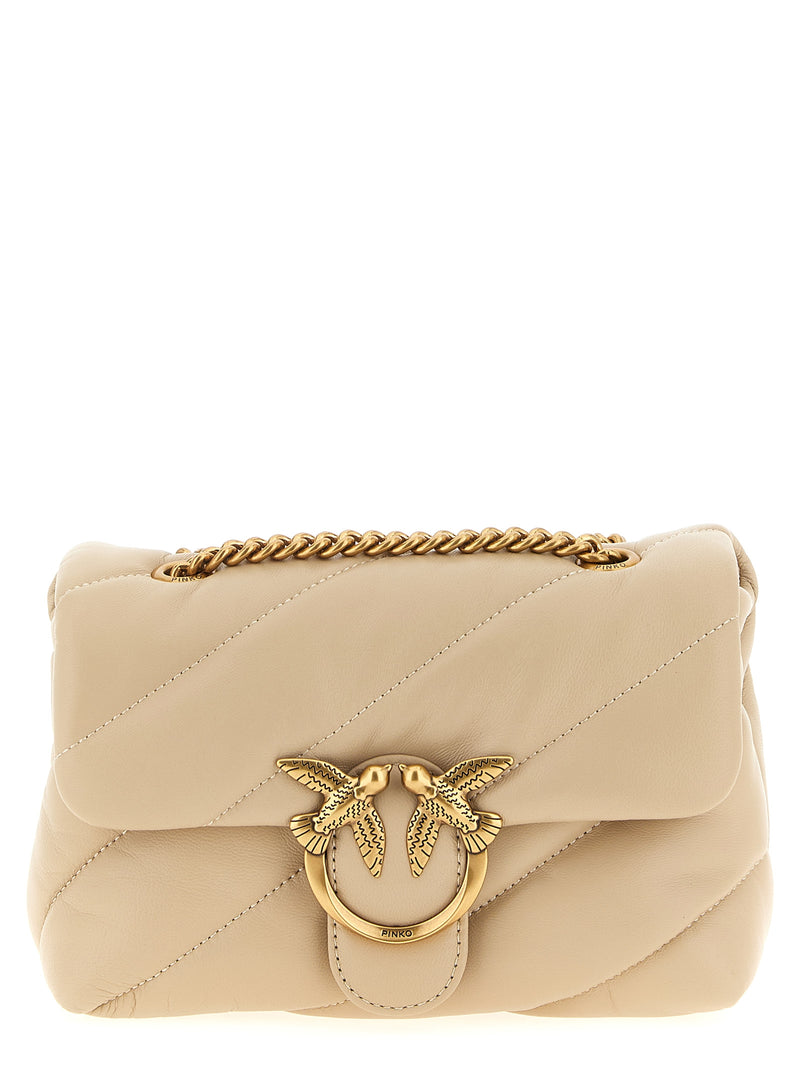 PINKO Sac bandoulière beige en cuir d'agneau