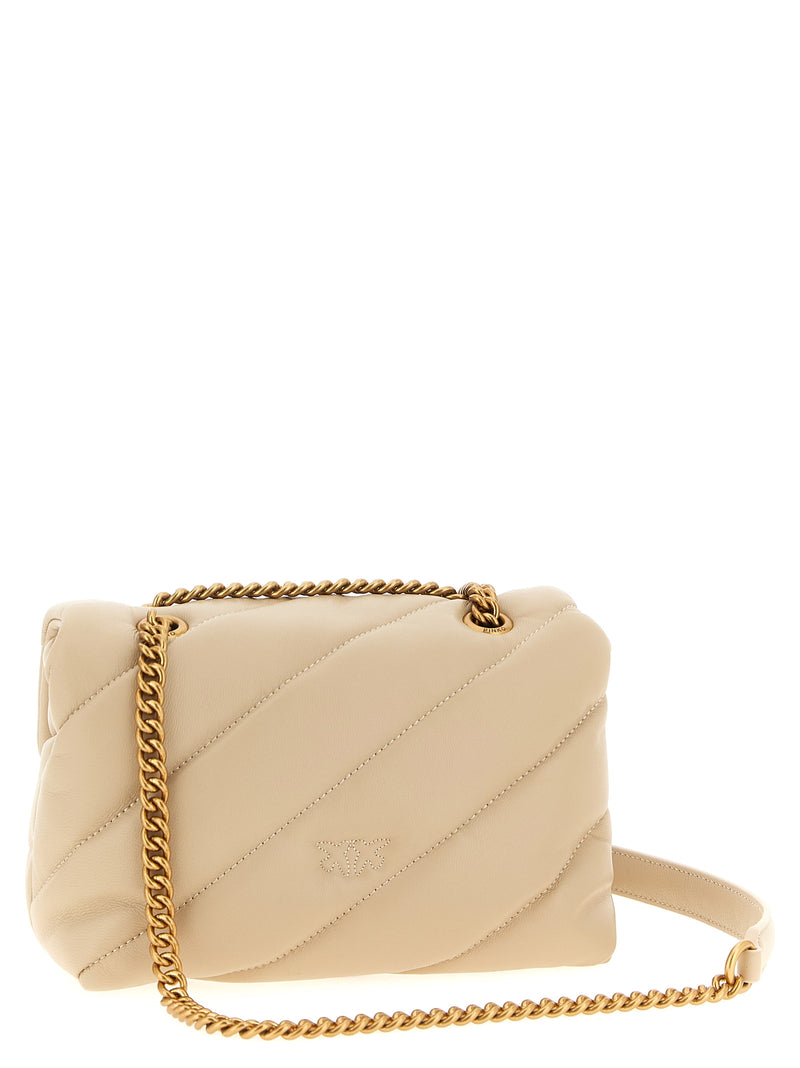 PINKO Sac bandoulière beige en cuir d'agneau